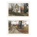 2 Piece Vignette The Old Mill & A Road Home White Framed Wall Art For Living Room, Bedroom Wall Art Print For Home Decor By Billy Jacobs Multicolor Wood Paper