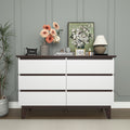 6 Drawer Double Dresser With Wide Drawers,White Dresser For Bedroom, Wood Storage Chest Of Drawers For Living Room Hallway Entryway, 47.2'' W X 15.74'' D X 30 .7''H White Particle Board