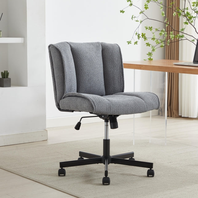 Armless Desk Chairs With Wheels Office Chair Vanity Chair With Technical Cloth Adjustable Swivel Computer Task Chairs For Home Base, Bedroom,Pink Gray Gray Polyester Blend