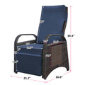Outdoor Recliner Chair,Separate Adjustment Mechanism Pe Wicker Adjustable Reclining Lounge Chair And Removable Soft Cushion,Modern Armchair And Ergonomic For Home, Sunbathing Or Relaxation Navy Blue Yes Navy Blue Garden & Outdoor Modern Rattan Metal