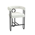 Coolmore Bar Stools Set Of 2, Modern Bar Stool With Back, Black Metal Frames, Upholstered Bar Stools For Kitchen Island, Pub, Club Beige Chenille Beige Foam Chenille