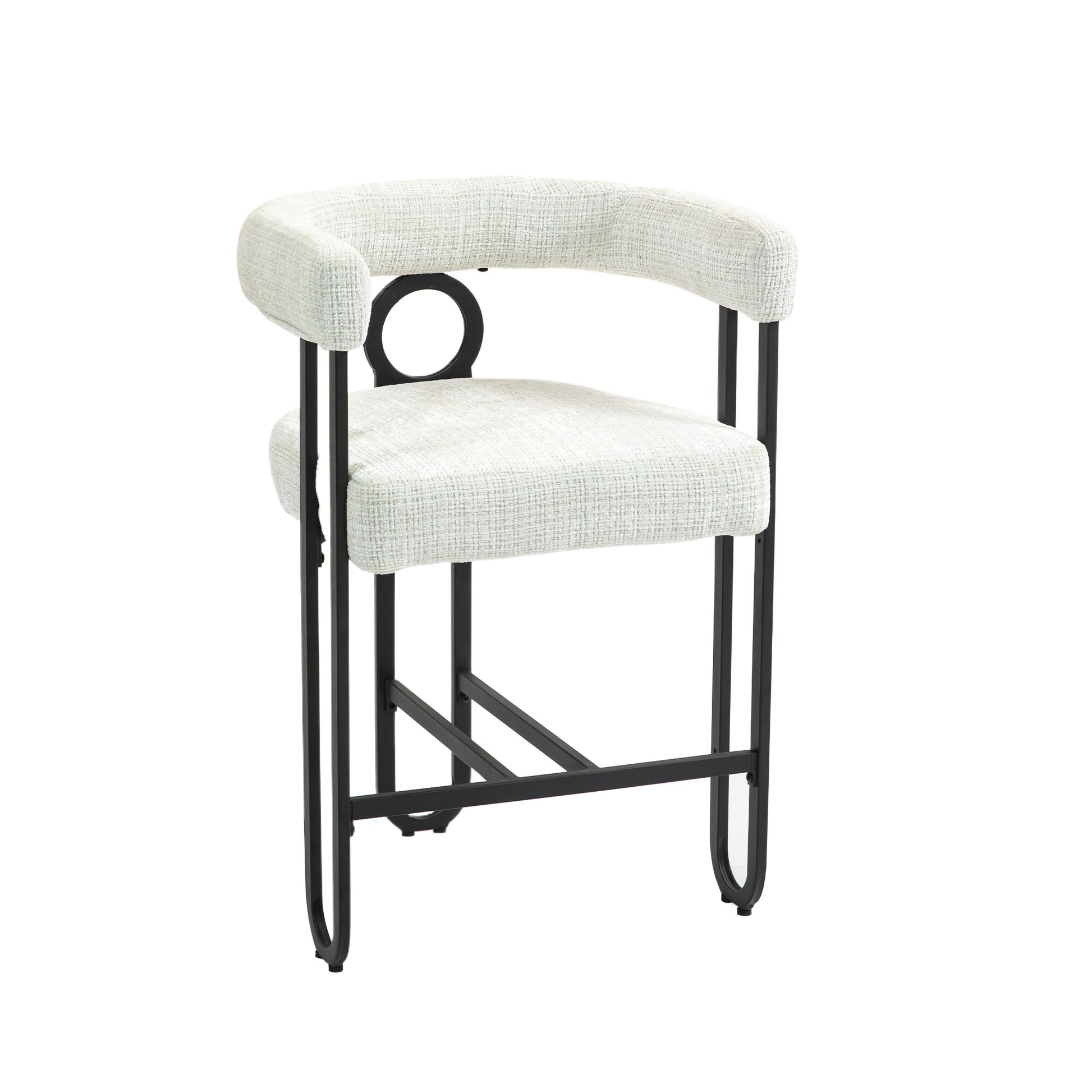 Coolmore Bar Stools Set Of 2, Modern Bar Stool With Back, Black Metal Frames, Upholstered Bar Stools For Kitchen Island, Pub, Club Beige Chenille Beige Foam Chenille