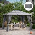 Outsunny 10' X 12' Universal Gazebo Sidewall Set With Panels, Hooks And C Rings Included For Pergolas And Cabanas, Gray Dark Gray Polyester