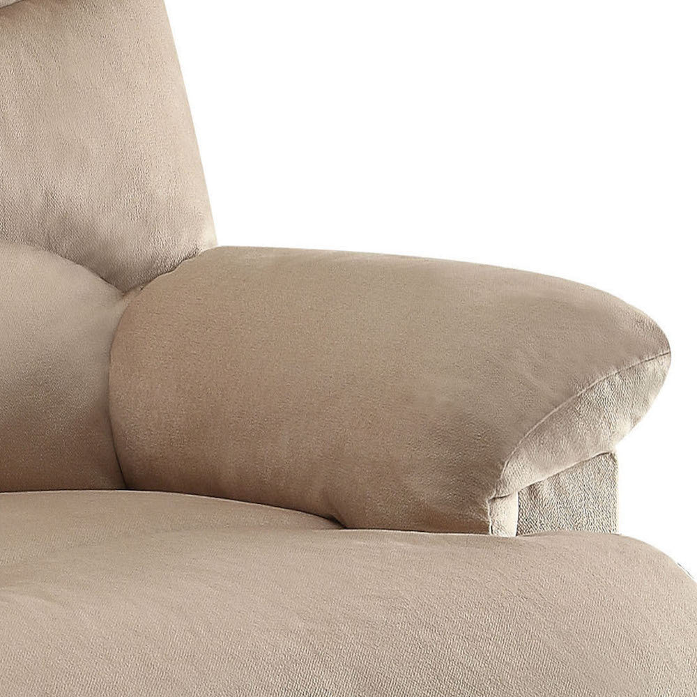 Beige Recliner With Pillow Top Arm Beige Manual Handle Metal Primary Living Space Tight Back Handle Pillow Top Arms Fabric Metal