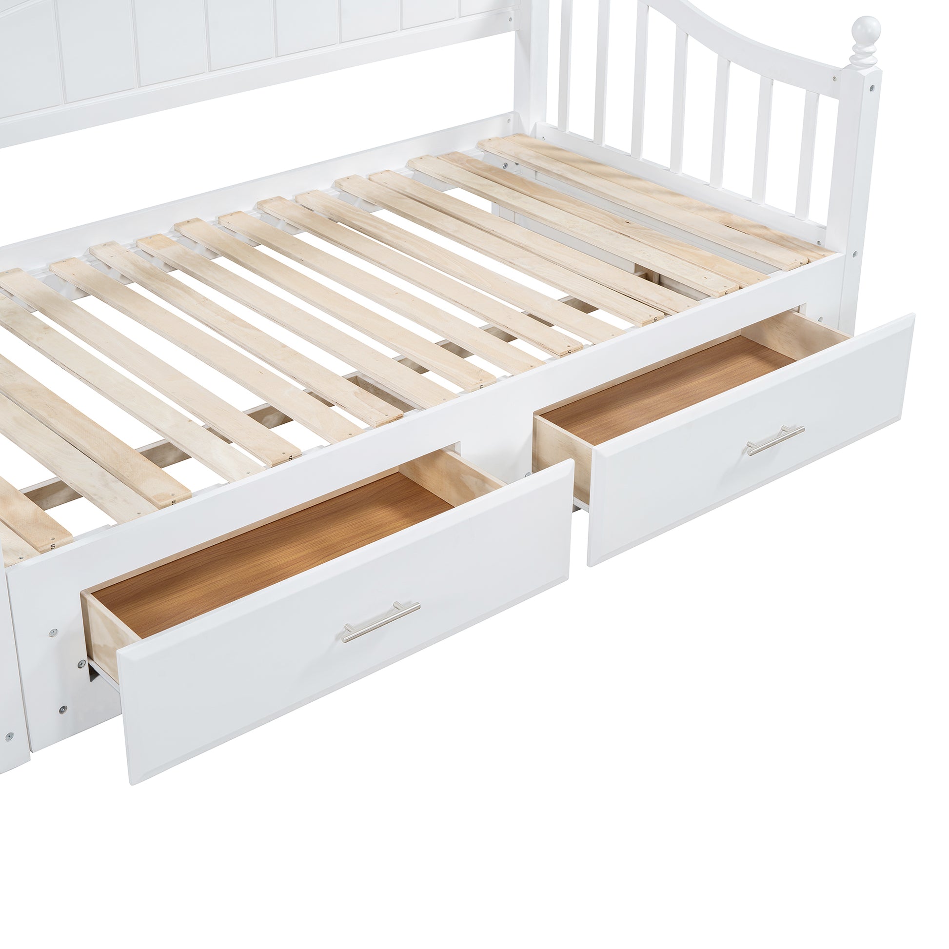 Wooden Twin Size Daybed With Twin Size Trundle, Extendable Daybed With Two Storage Drawers,White Expected Arrival Time:9.12 Twin White Wood