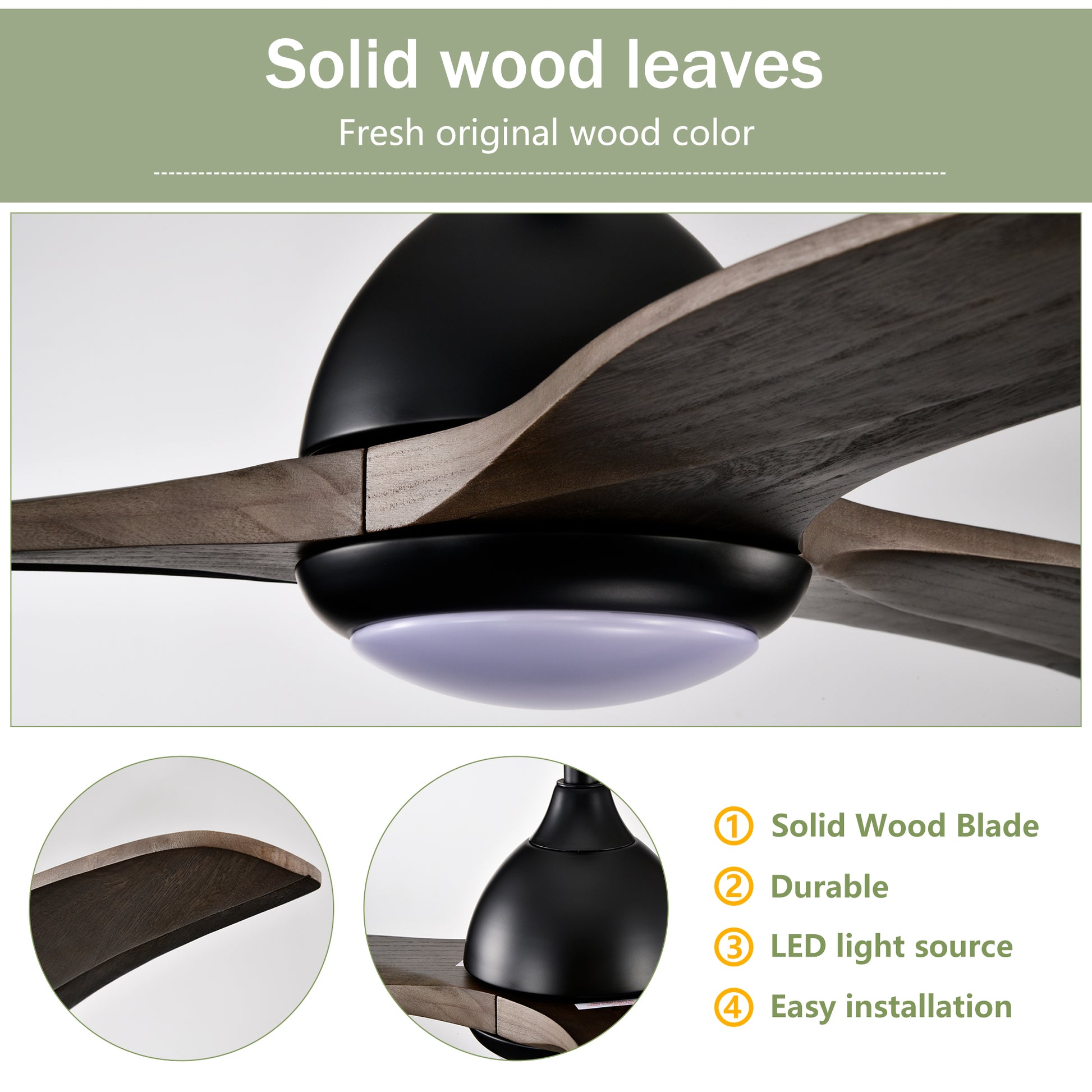Same Sku W1592P176977 52" Ceiling Fan, Indoor Outdoor Ceiling Fan With Light With Remote Control, Noiseless Reversible Motor, 6 Speed ,3 Colorfor Patio Living Room, Bedroom, Office,Indoor Matte