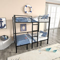 Twin Size Loft Bed With Table Sets Transformable To Twin Over Twin Bunk Twin Black Steel