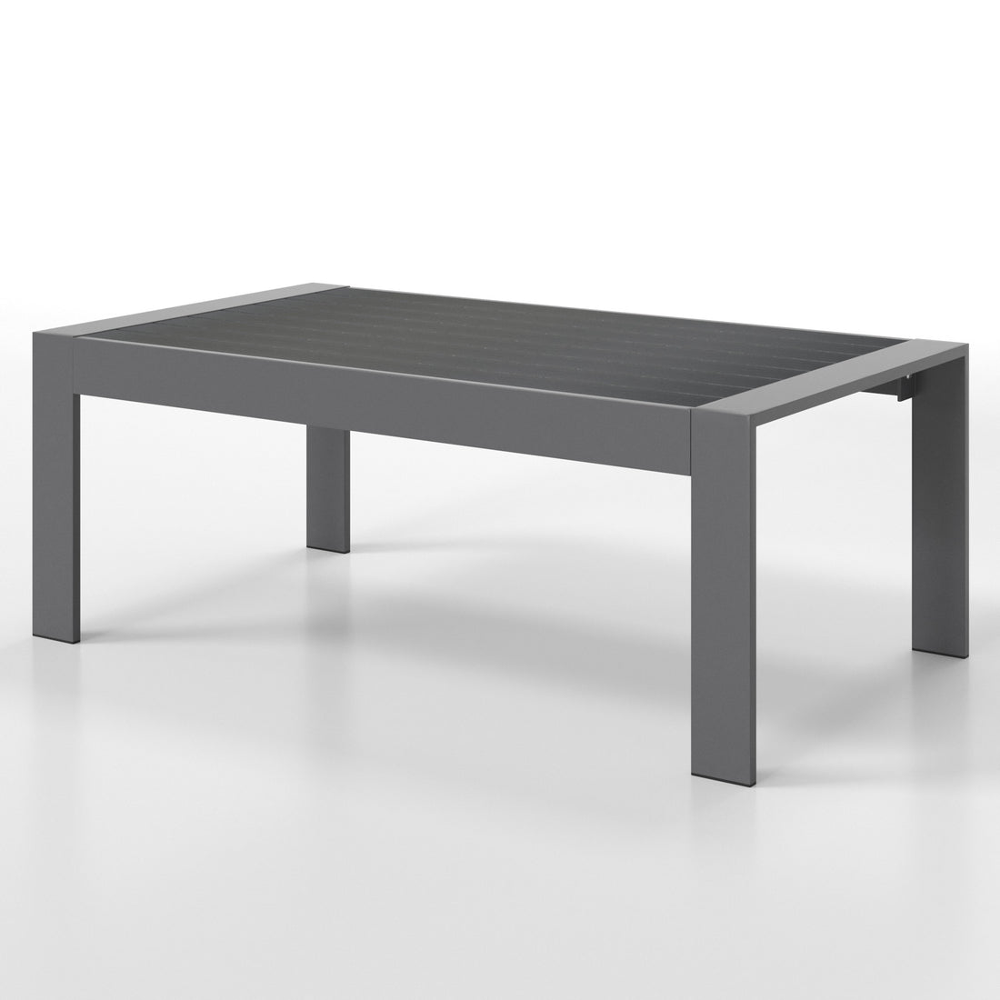 All Weather Aluminum Outdoor Coffee Table, Modern Coffee Table For Outside, Rectangle Patio Coffee Table Gray Gray Aluminium