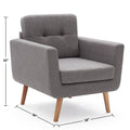 Accent Chair, Reading Chair For Living Room & Bedroom, Mid Century Modern Arm Chair, Button Tufted Upholstered Accent Chairs Sofa With Solid Wood Frame Stone Grey Grey Solid Wood