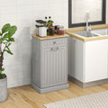 Homcom Kitchen Tilt Out Trash Bin Cabinet Free Standing Recycling Cabinet Trash Can Holder With Drawer, Gray Grey Mdf