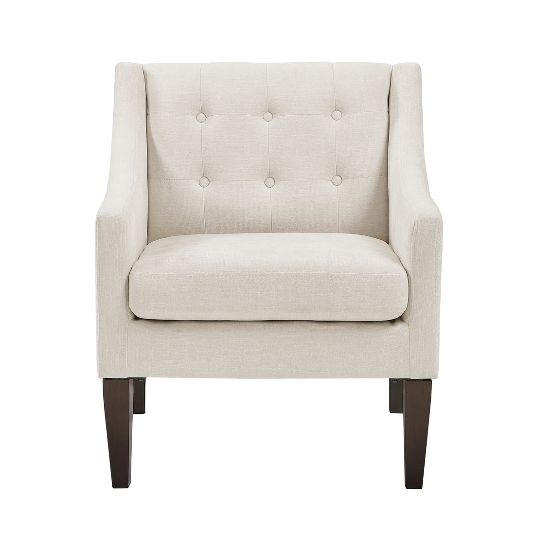 Contemporary Living Room Furniture 1Pc Accent Chair Beige Button Tufted Fabric Upholstery Beige Primary Living Space Plywood