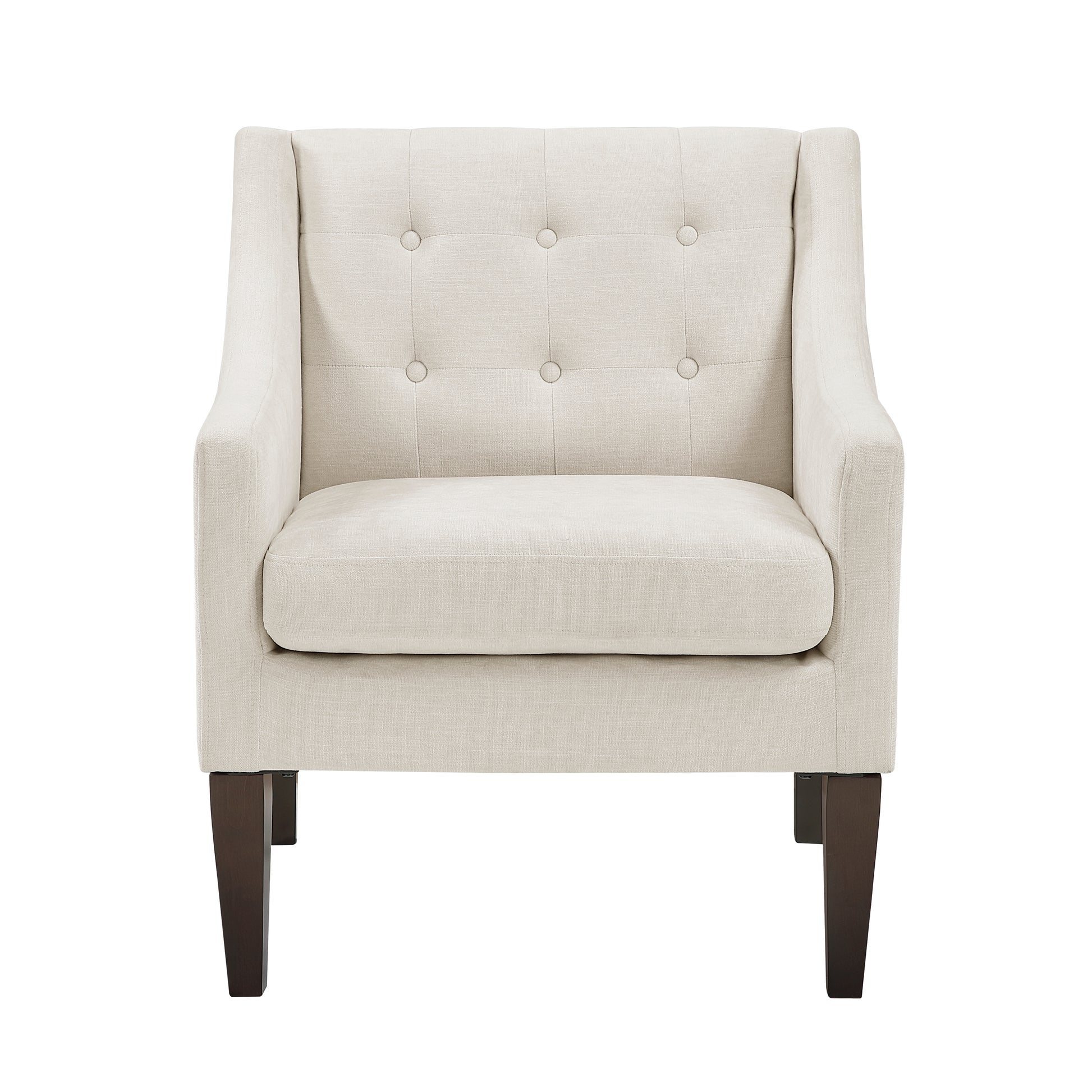 Contemporary Living Room Furniture 1Pc Accent Chair Beige Button Tufted Fabric Upholstery Beige Primary Living Space Plywood