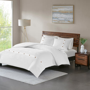 3 Piece Cotton Waffle Weave Duvet Cover Set Queen White Cotton