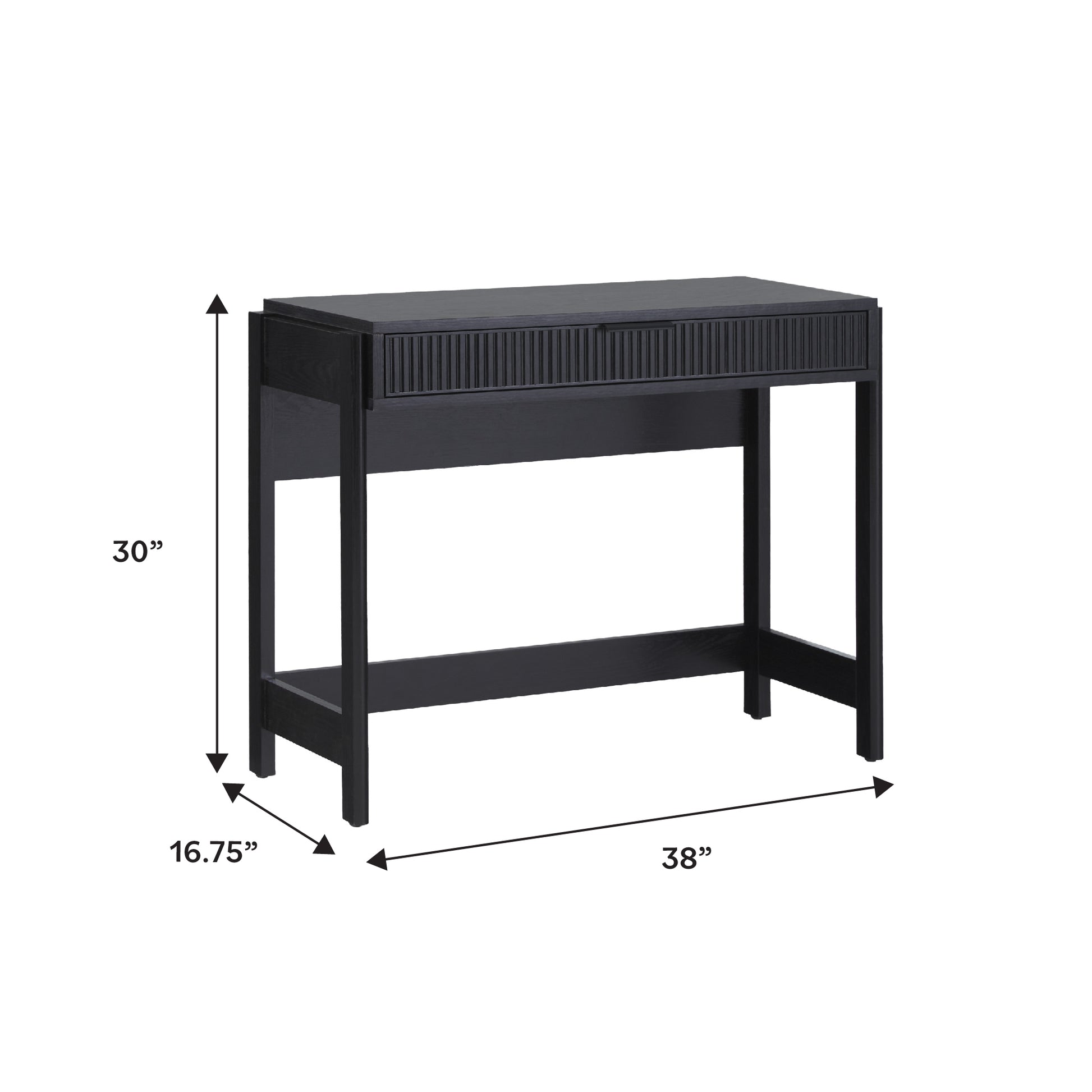 Transitional Reeded Writing Desk With Drawer Black Black Mdf Mdf