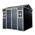 6X8Ft Resin Outdoor Storage Shed With Two Window And Floor, Black Black Polypropylene