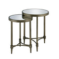 Aditya Nesting End Table, Mirror & Antique Brass Finish Lv02596 Antique Brass Metal