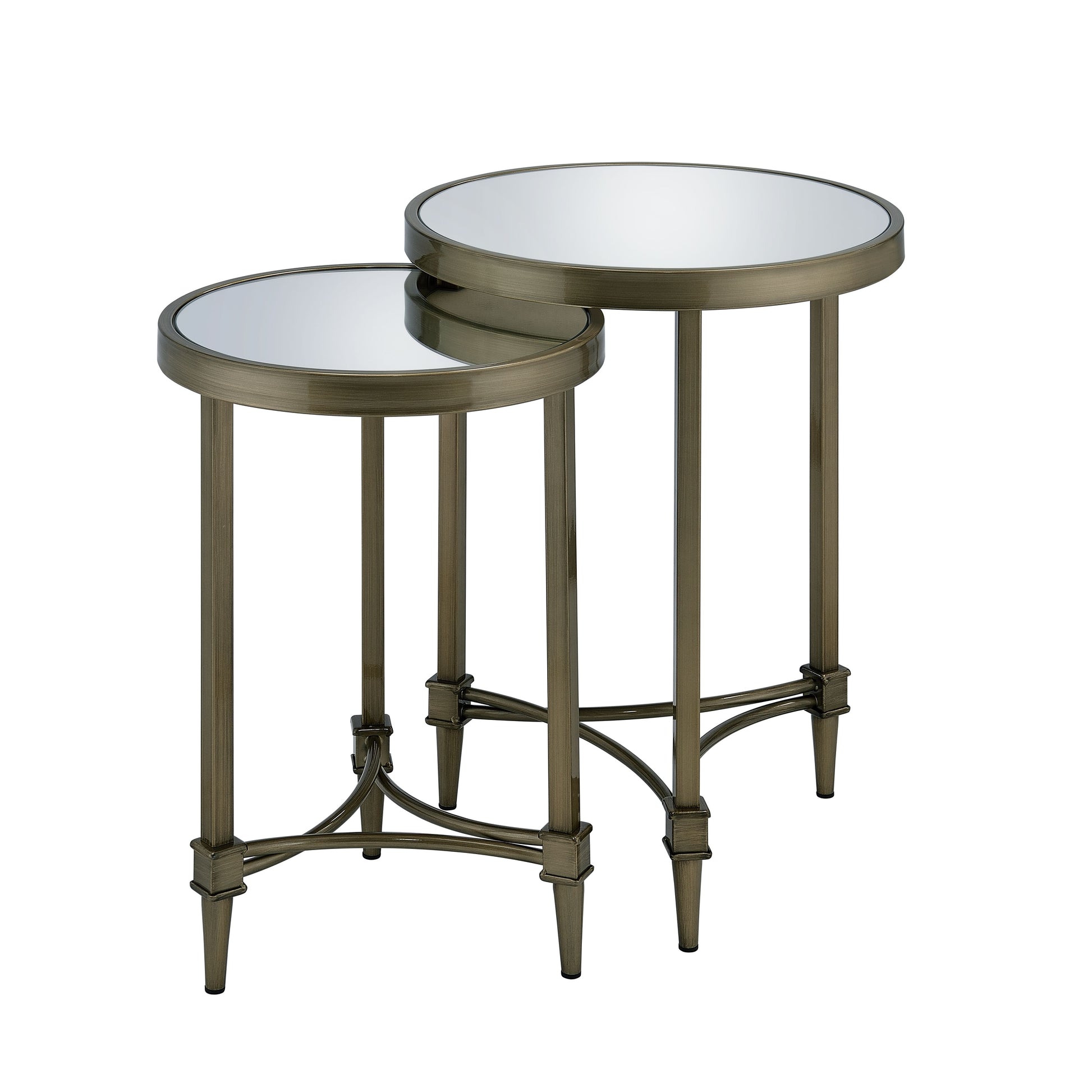 Aditya Nesting End Table, Mirror & Antique Brass Finish Lv02596 Antique Brass Metal