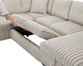 122 Inch Pull Out Couch, Rabbit Plush Fabric Sofa Bed With Usb Ports & Comfy Upholstered, Oversized U Shape Sectional Sleeper Sofa Bed With Storage Chaise, Khaki Light Brown Wood Primary Living Space Medium Duty Eucalyptus 6 Seat Khaki Polyester Soft