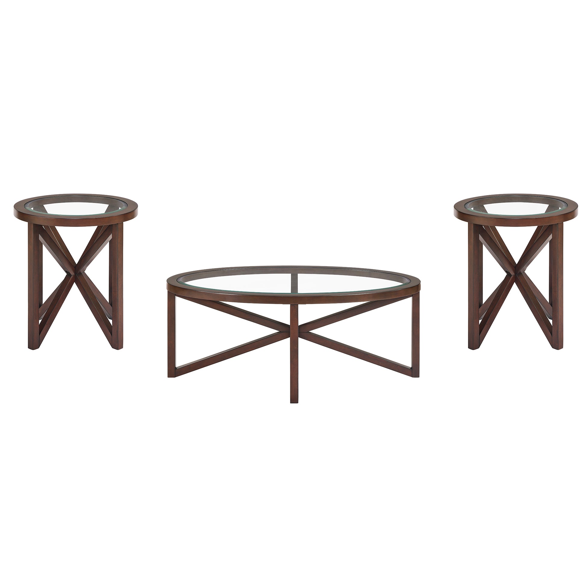 Modern Simple Glass Coffee Table, Tempered Glass Coffee Table Solid Wood Base Round Transparent Glass Top Modern Living Room Terrace Study Coffee Table Cherry Wood Glass