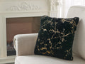 Luxury Chinchilla Faux Fur Gilded Black Pillow 20 In. X 20 In. Black Gold Polyester