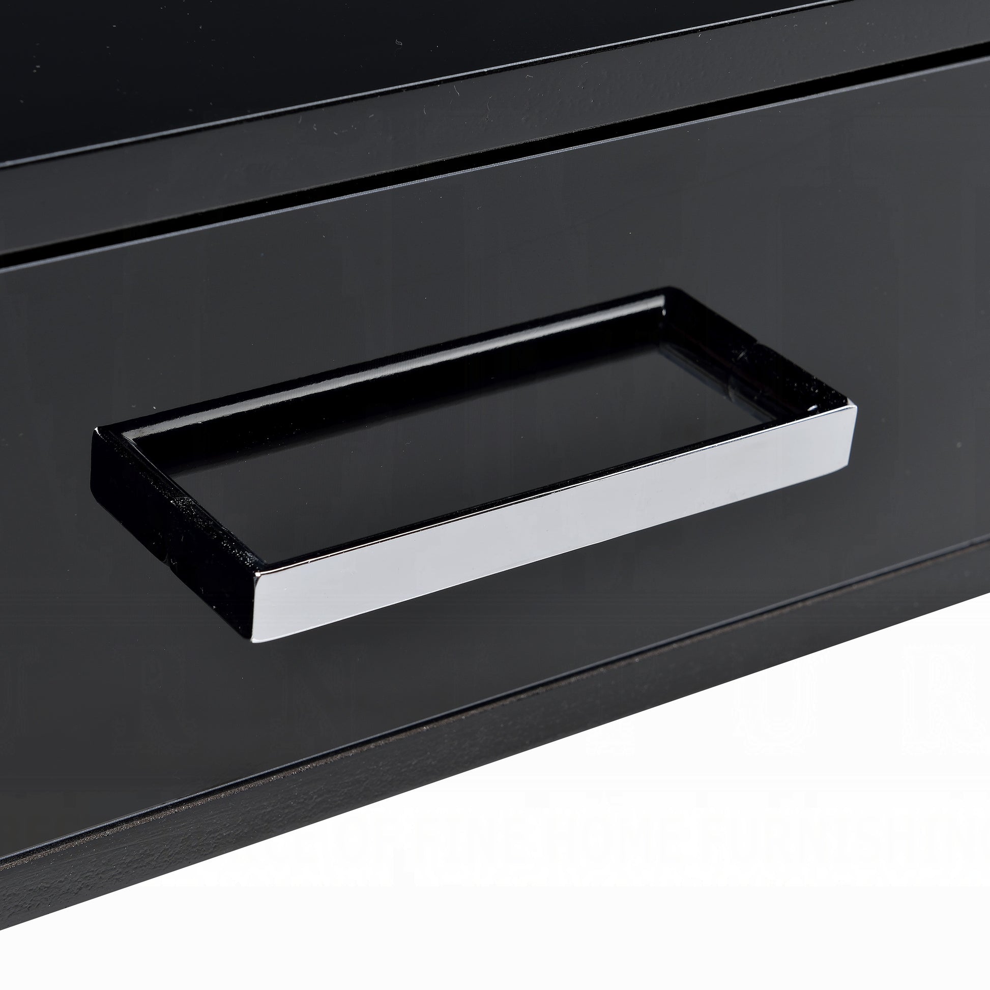 Black High Gloss And Chrome 2 Drawer Writing Desk Black Silver Writting Desk Office Modern Rectangular Drawers Rectangular Wood Metal