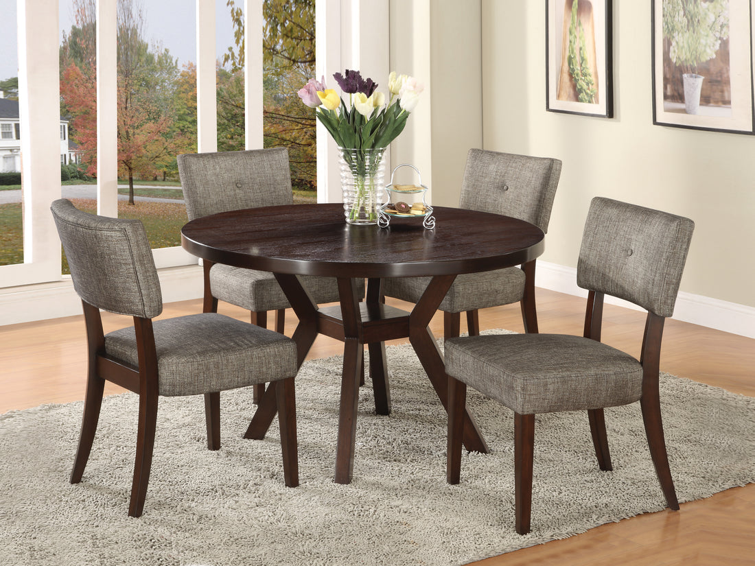 Drake Gray Fabric & Espresso Finish 5Pcs Dining Room Set Espresso,Gray Fabric,Synthetic Wood