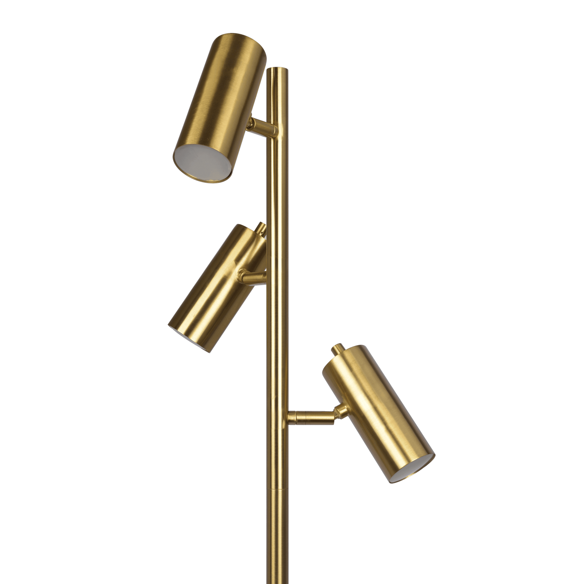 Lumina Brassed Gold Floor Lamp With Rotary Switch Triple Spots Metal Cone Base Gold Table&Floor Lamps Brass