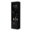 Lowa Bar Cabinet Multistorage With Wine Storage Vertical 5 Or More Spaces Black Open Storage Space Contemporary,Modern Pine Particle Board Engineered Wood