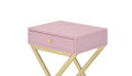 Coleen Pink & Gold Finish Accent Table Gold,Pink Metal,Pvc