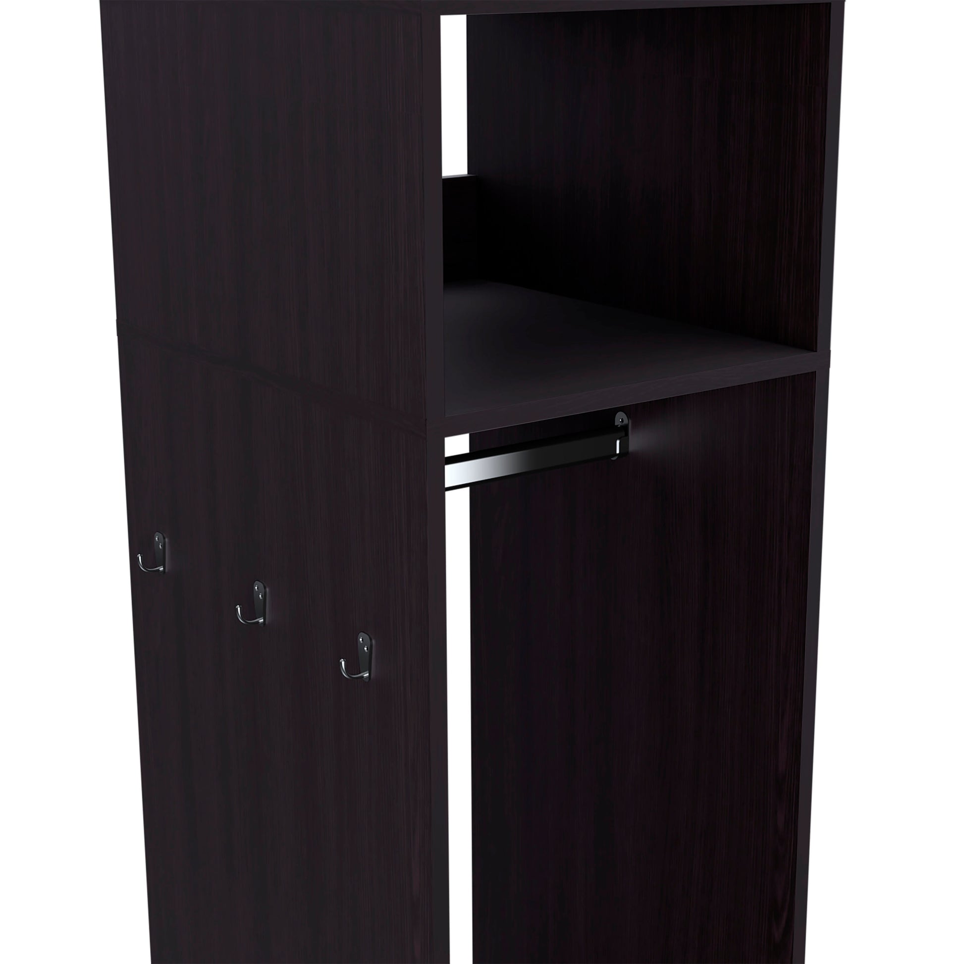 Benson Wardrobe In Melamine With Mirror And Open Storage Black Bedroom Contemporary,Modern Particle Board Melamine