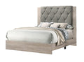 Contemporary 1Pc Cream Finish Eastern King Size Bed Bedroom Furniture Gray Tufted Design Headboard Rubberwood 1Pc Bedframe Box Spring Required King Cream Grey Wood Bedroom