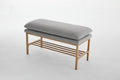 End Of Bed Bench With Shelf, Linen Upholstered Storage Shoe Bench, Modern Bedroom Bench With Metal Legs For Living Room, Entryway, Dining Room, 300 Lb, Linen Color Gray Gray Polyester Blend