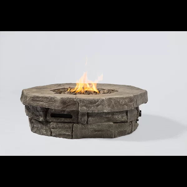 12" H X 37" W Outdoor Fire Pit Table Grey Garden & Outdoor Modern Stone Concrete