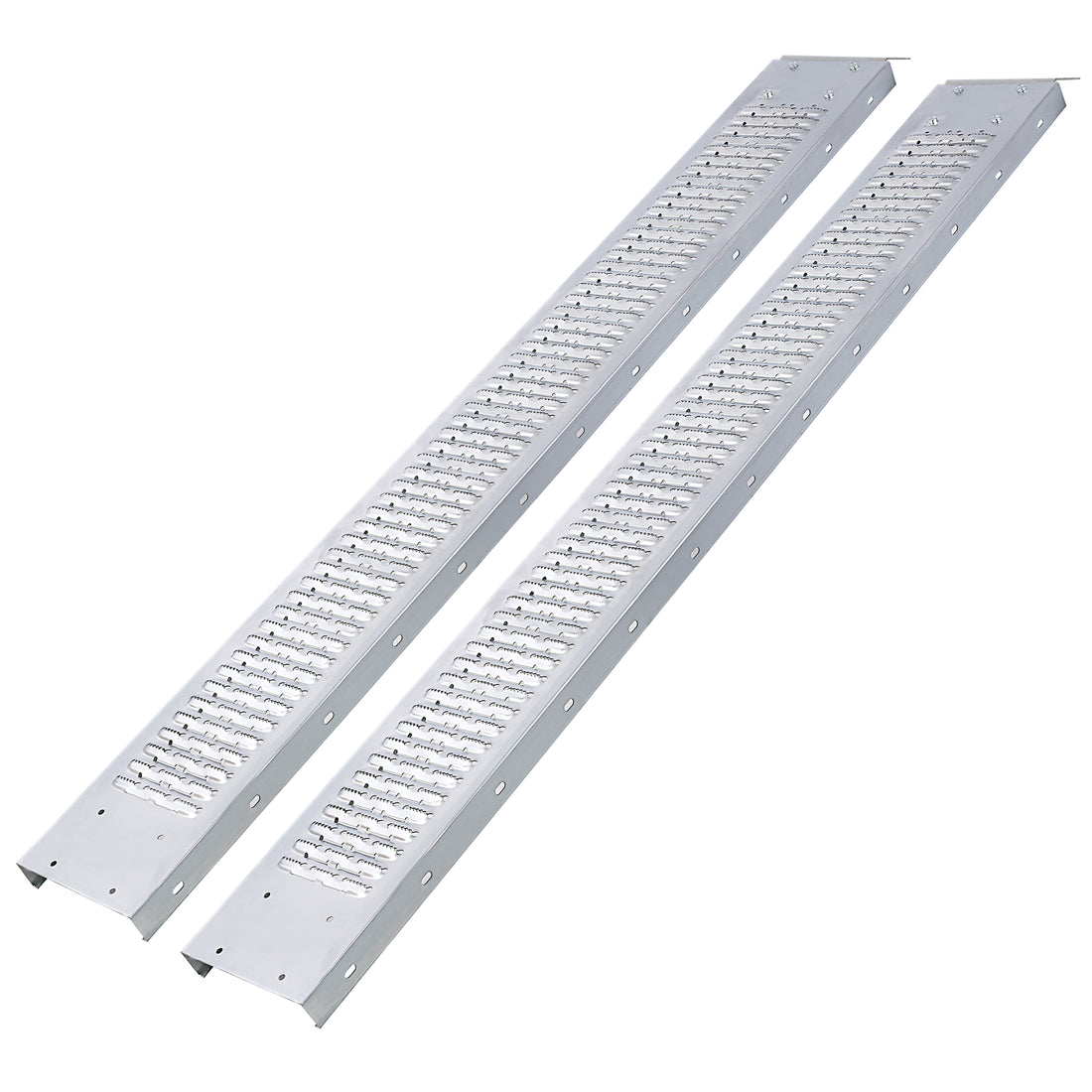 77" L Loading Ramps, 960Lbs Capacity Loading Ramps For Pickup Trucks, Steel Motorcycle Ramp, Dirt Bike Ramp For Truck, Lawn Mower, Snowblower, Atv, Quad, Pack Of 2 ,With 4Pcs Pedal Silver Steel