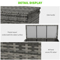 Outsunny 83 Gallon Deck Box, Large Outdoor Storage Chest, Pe Wicker Trunk For Outside On Wheels For Garden Tools, Pool Supplies & Patio Furniture Cushions, Gray Gray Plastic