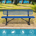 6 Ft. Outdoor Steel Bench With Backrest In Blue Blue Carbon Steel