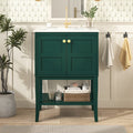 24'' Bathroom Vanity With Top Sink, Modern Bathroom Storage Cabinet With 2 Doors, Single Sink Bathroom Vanity Green 2 1 Adjustable Hinges Bathroom Freestanding Modern Solid Wood Mdf Resin Painted