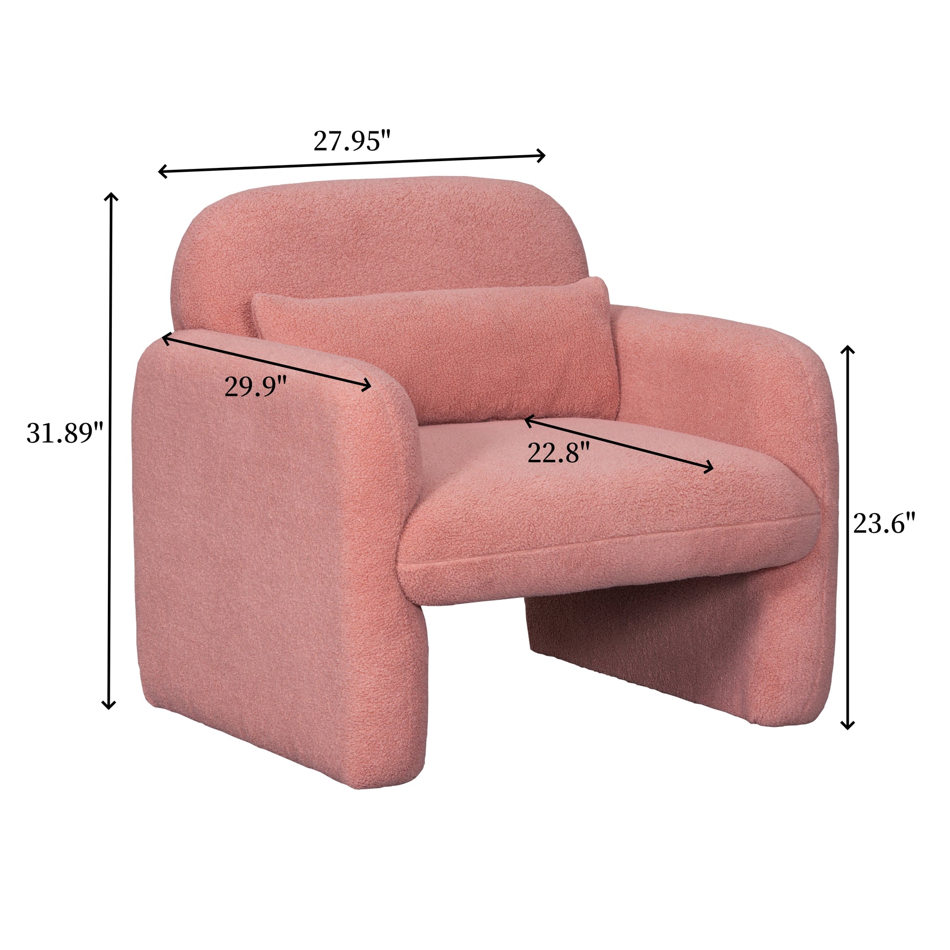 Stylish And Minimalist Teddy Fleece Single Sofa Chair With Arms And Pillow, Armchair, Accent Chair For Living Room, Bedroom, Study,Pink Pink Teddy