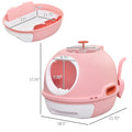 Pawhut Covered Litter Box, Litter Box With A Lid, Scoop Enclosed Drawer & Skylight For Cats That'S Easy To Clean, Pink Pink Plastic