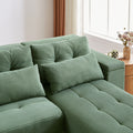 Convertible 3 In 1 Sleeper Sofa And Sectional Sofa With 4 Storage Space For Living Room,Corduroy Couch With 4 Pillows,Corduroy Army Green Corduroy 3 Seat