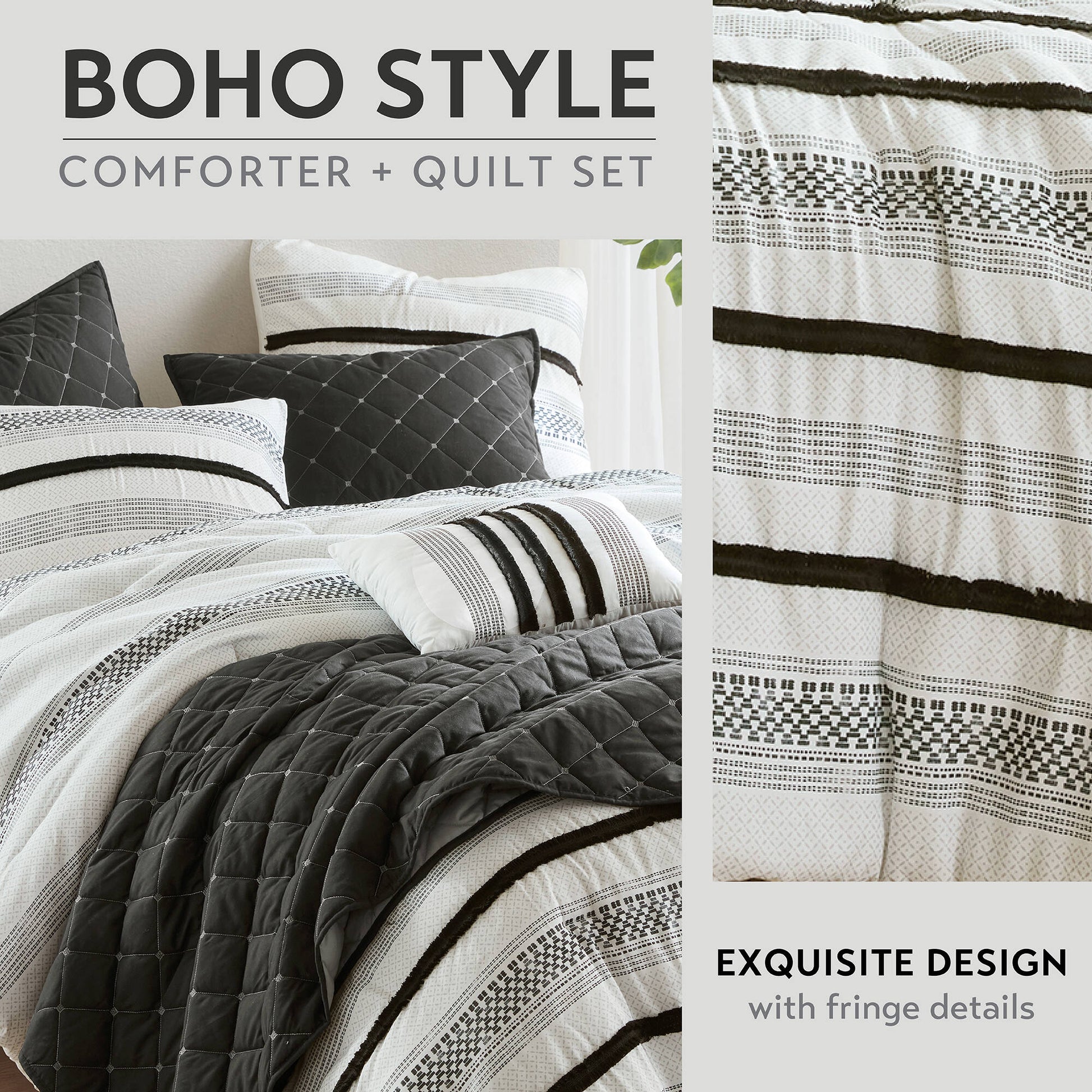 7 Piece Stripe Comforter And Quilt Set King Cal King Multicolor Polyester