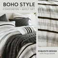 7 Piece Stripe Comforter And Quilt Set Full Queen Multicolor Polyester