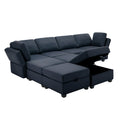 Modular Convertible U Shaped Sectional Sofa Couch With Storage Ottoman Corner Couch For Living Room, Adjustable Arms And Backs Blue Blue Polyester 4 Seat