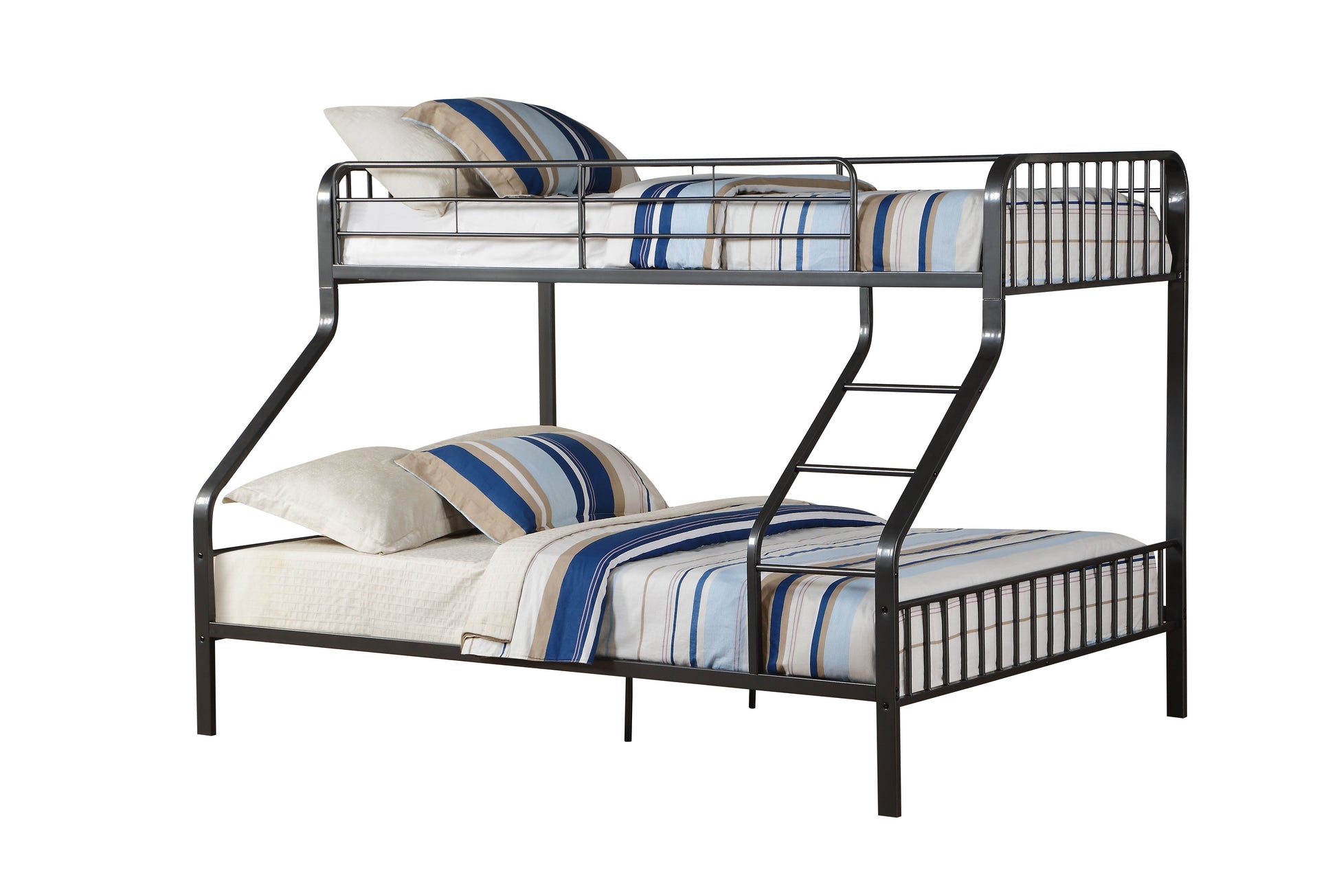 Caius Gunmetal Finish Twin Xl Queen Bunk Bed Gunmetal Metal