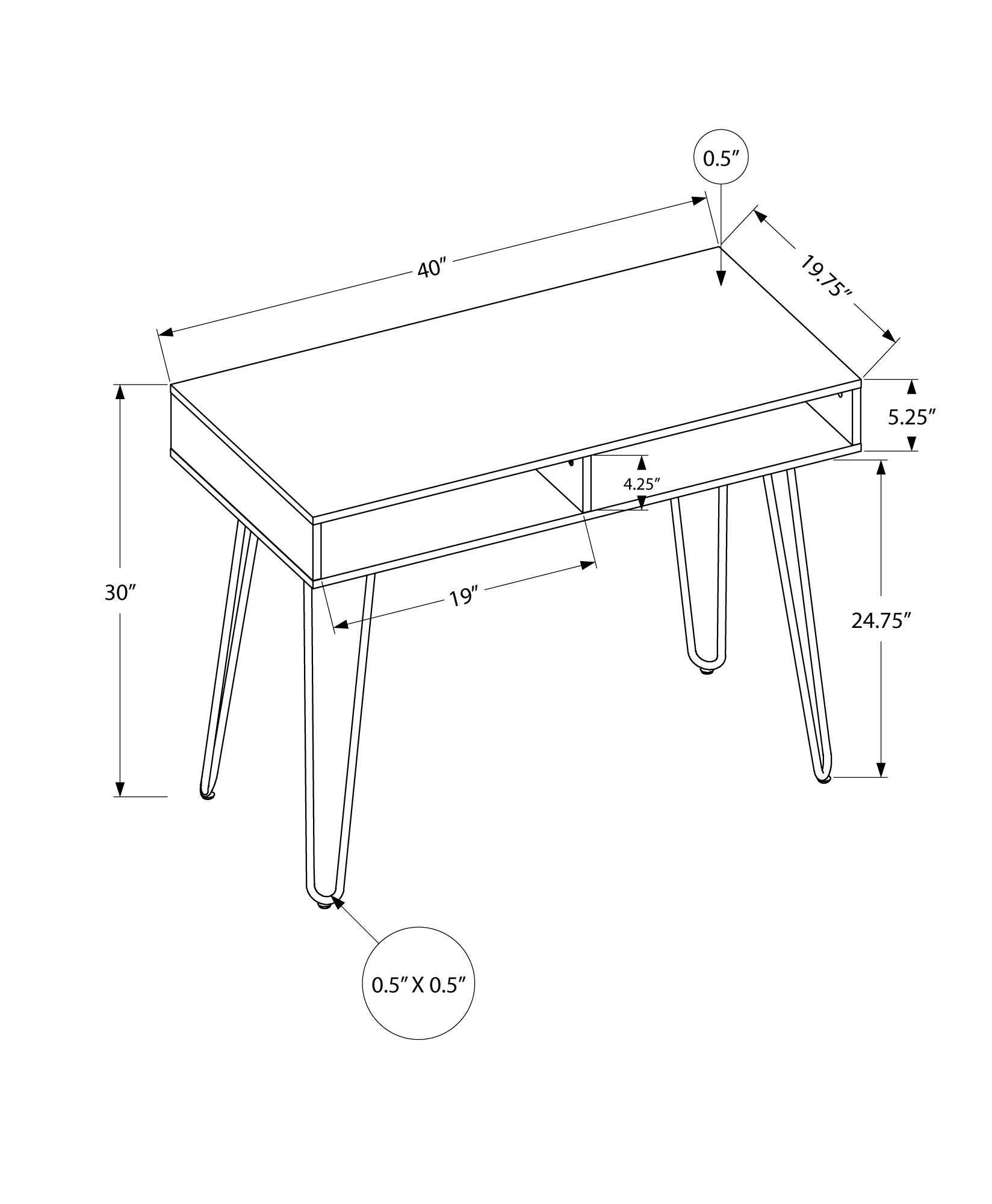 Computer Desk, Home Office, Laptop, Left, Right Set Up, Storage Drawers, 40"L, Work, White Laminate, White Metal, Contemporary, Modern White Particle Board