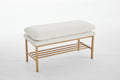 End Of Bed Bench With Shelf, Linen Upholstered Storage Shoe Bench, Modern Bedroom Bench With Metal Legs For Living Room, Entryway, Dining Room, 300 Lb, Linen Color Beige Beige Polyester Blend