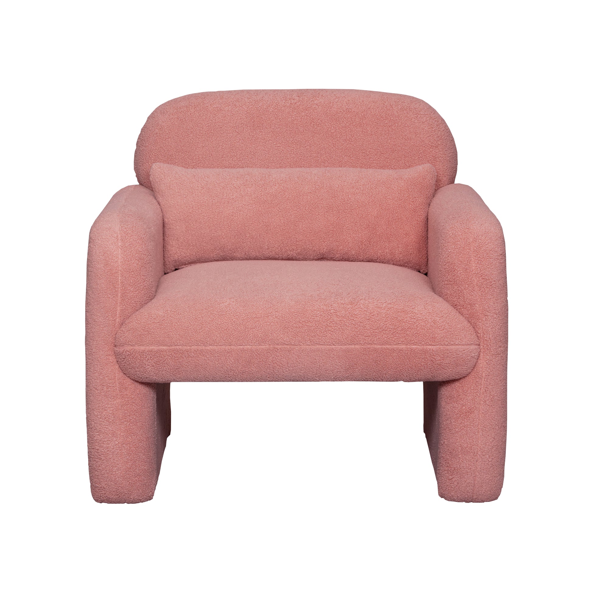 Stylish And Minimalist Teddy Fleece Single Sofa Chair With Arms And Pillow, Armchair, Accent Chair For Living Room, Bedroom, Study,Pink Pink Teddy