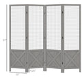 Homcom 4 Panel Room Divider, 4.7 Ft Tall Wood Indoor Portable Folding Privacy Screens, Partition Wall Divider For Home Office, Distressed Gray Gray Wood