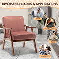 Mid Century Modern Chair, Living Room Chair With Solid Wood Frame, Accent Chair Extra Thick Backrest, Wingback Chair For Bedroom, Reading Room, Living Room, Lounge Chair Indoor Pink Primary Living Space Mid Century Modern Foam Velvet