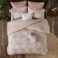 Cotton Jacquard Comforter Set Blush Full Queen Queen Blush Cotton